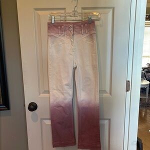 Anthropologie Pink and White Straight Leg Jeans women’s size 25